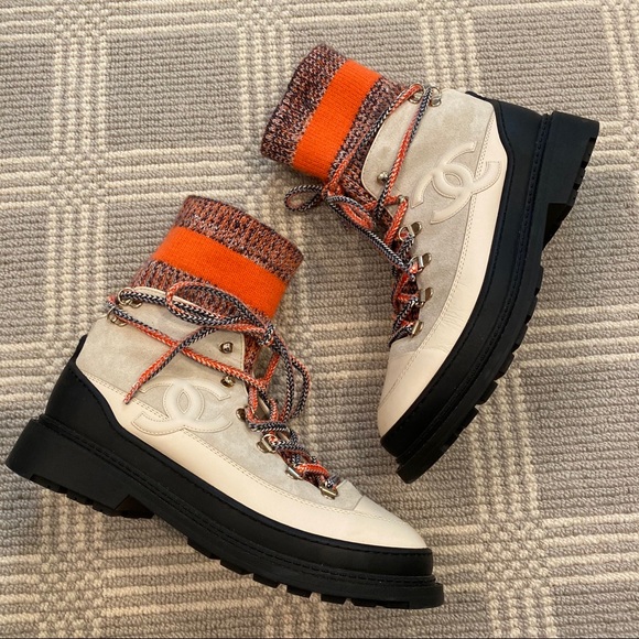 Chanel Calfskin Suede Knit Boots - Picture 7 of 10